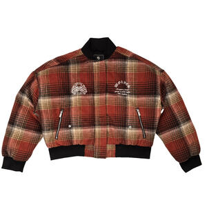 NWT Darc Sport Wolves Club Flannel Jacket Womens M Embroidered Red Plaid